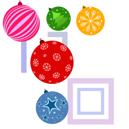 Christmas balls, New Year greeting card, vector backgroundのイラスト素材