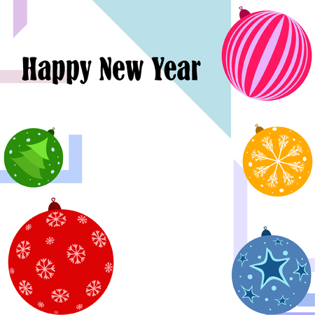 Christmas balls, New Year greeting card, vector backgroundのイラスト素材