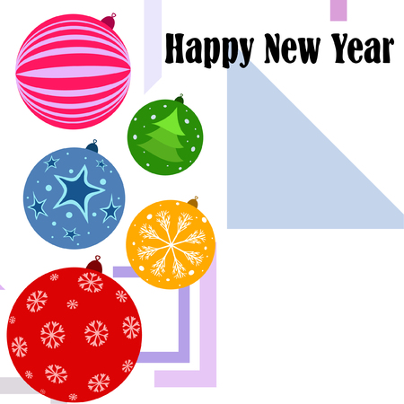 Christmas balls, New Year greeting card, vector backgroundのイラスト素材