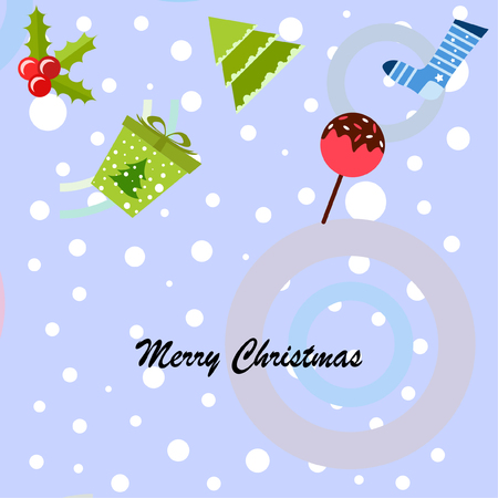 christmas card, candy fir gift christmas sock, vector backgroundのイラスト素材