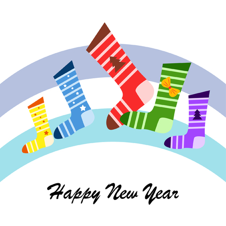 christmas card, christmas sock, vector backgroundのイラスト素材
