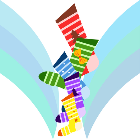 christmas card, christmas sock, vector backgroundのイラスト素材