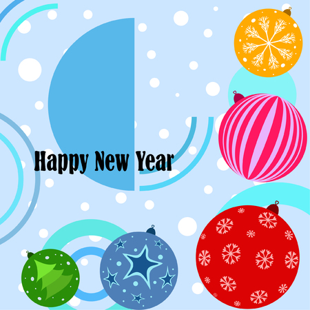 Christmas balls, New Year greeting card, vector backgroundのイラスト素材