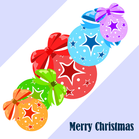 Christmas balls, New Year greeting card, vector backgroundのイラスト素材
