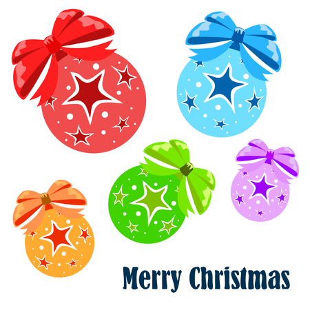 Christmas balls, New Year greeting card, vector backgroundのイラスト素材