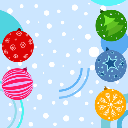 Christmas balls, New Year greeting card, vector backgroundのイラスト素材