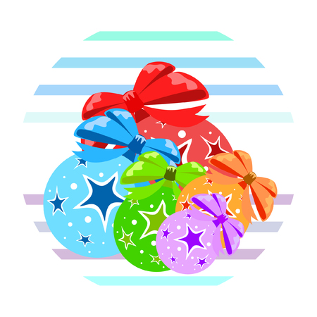 Christmas balls, New Year greeting card, vector backgroundのイラスト素材