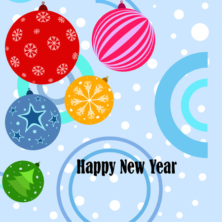 Christmas balls, New Year greeting card, vector backgroundのイラスト素材