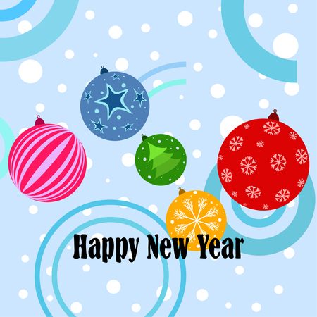 Christmas balls, New Year greeting card, vector backgroundのイラスト素材
