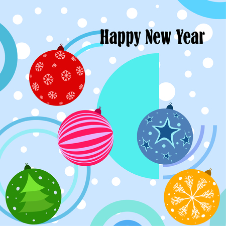 Christmas balls, New Year greeting card, vector backgroundのイラスト素材