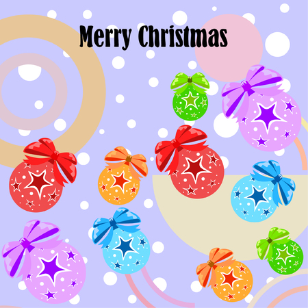 Christmas balls, New Year greeting card, vector backgroundのイラスト素材