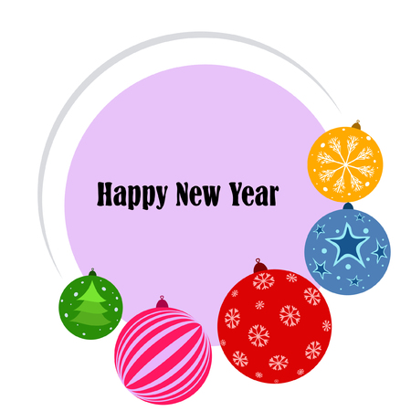 Christmas balls, New Year greeting card, vector backgroundのイラスト素材