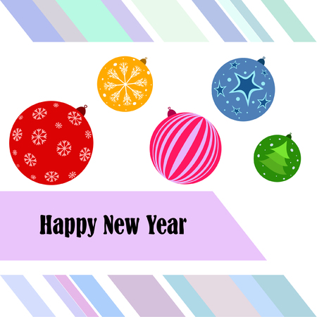 Christmas balls, New Year greeting card, vector backgroundのイラスト素材