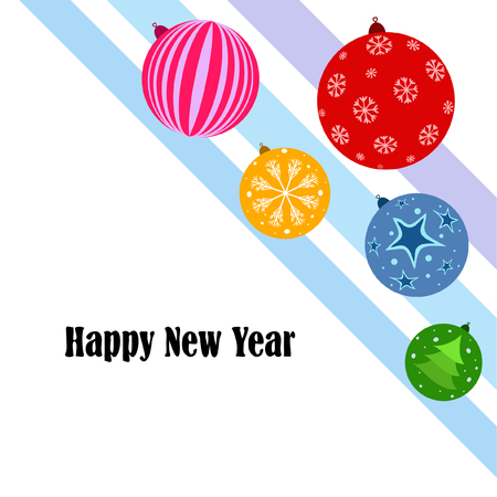 Christmas balls, New Year greeting card, vector backgroundのイラスト素材