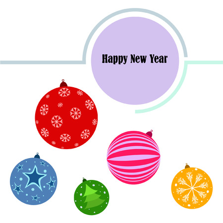 Christmas balls, New Year greeting card, vector backgroundのイラスト素材
