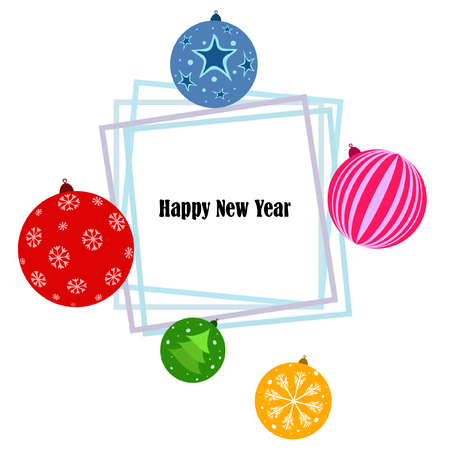 Christmas balls, New Year greeting card, vector backgroundのイラスト素材