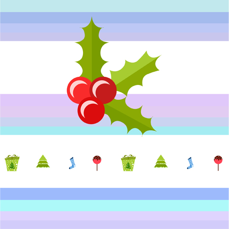 christmas card, candy fir gift christmas sock, vector backgroundのイラスト素材