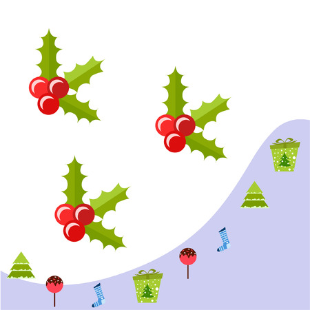 christmas card, candy fir gift christmas sock, vector backgroundのイラスト素材