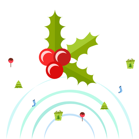 christmas card, candy fir gift christmas sock, vector backgroundのイラスト素材