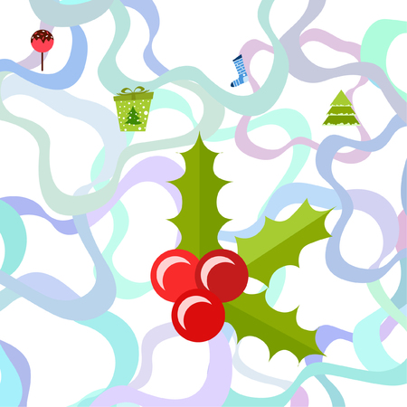 christmas card, candy fir gift christmas sock, vector backgroundのイラスト素材