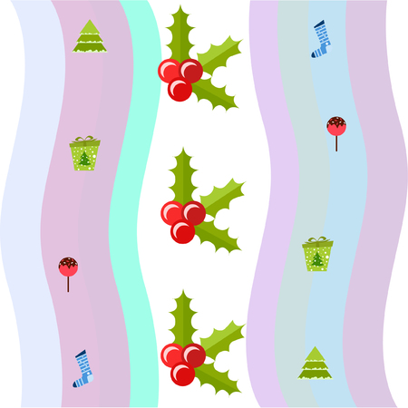 christmas card, candy fir gift christmas sock, vector backgroundのイラスト素材