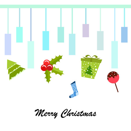 christmas card, candy fir gift christmas sock, vector backgroundのイラスト素材