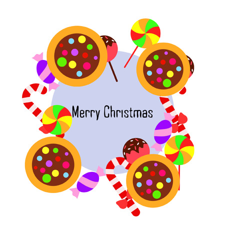 Christmas card, Christmas candy, vector backgroundのイラスト素材