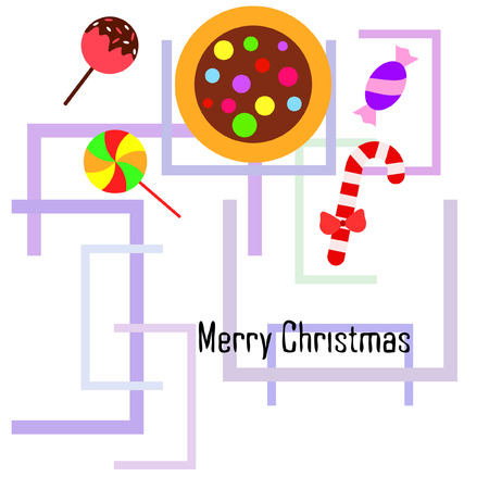 Christmas card, Christmas candy, vector backgroundのイラスト素材