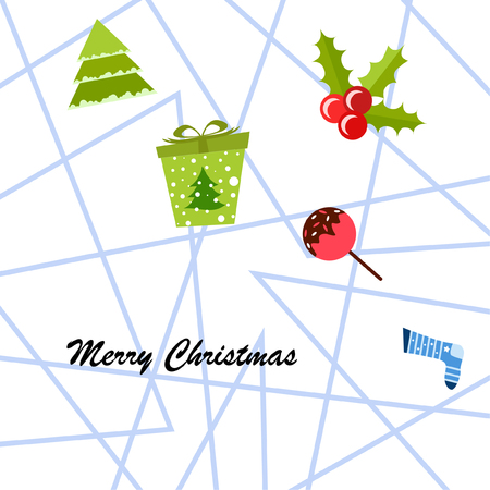 christmas card, candy fir gift christmas sock, vector backgroundのイラスト素材