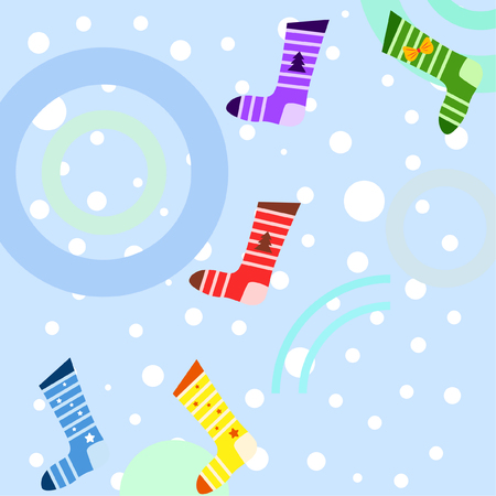 christmas card, christmas sock, vector backgroundのイラスト素材