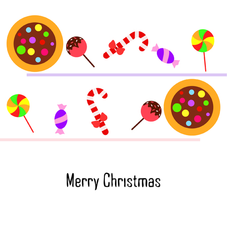 Christmas card, Christmas candy, vector backgroundのイラスト素材