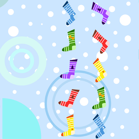 christmas card, christmas sock, vector backgroundのイラスト素材