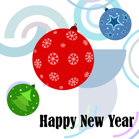 Christmas balls, New Year greeting card, vector backgroundのイラスト素材