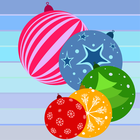 Christmas balls, New Year greeting card, vector backgroundのイラスト素材