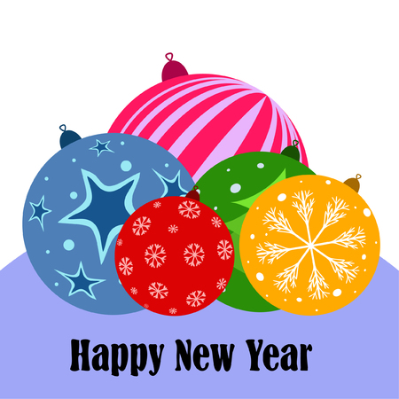Christmas balls, New Year greeting card, vector backgroundのイラスト素材