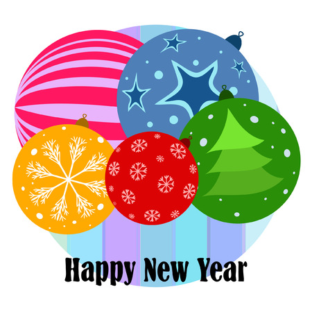 Christmas balls, New Year greeting card, vector backgroundのイラスト素材