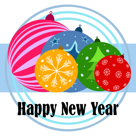 Christmas balls, New Year greeting card, vector backgroundのイラスト素材