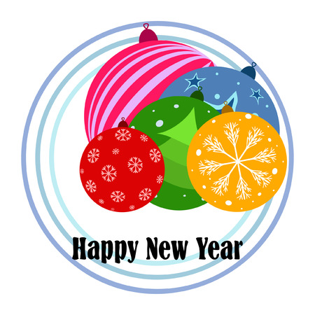 Christmas balls, New Year greeting card, vector backgroundのイラスト素材