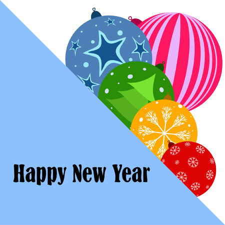 Christmas balls, New Year greeting card, vector backgroundのイラスト素材