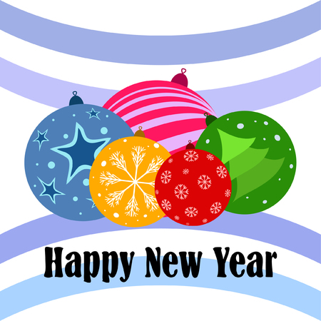 Christmas balls, New Year greeting card, vector backgroundのイラスト素材