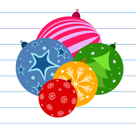 Christmas balls, New Year greeting card, vector backgroundのイラスト素材