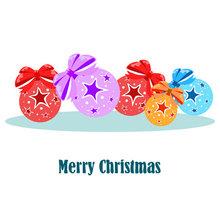 Christmas balls, New Year greeting card, vector backgroundのイラスト素材