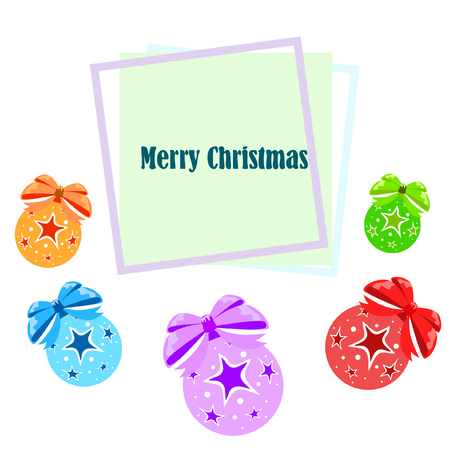 Christmas balls, New Year greeting card, vector backgroundのイラスト素材