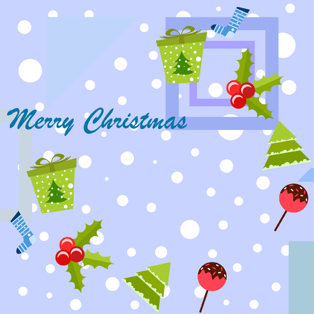 christmas card, candy fir gift christmas sock, vector backgroundのイラスト素材
