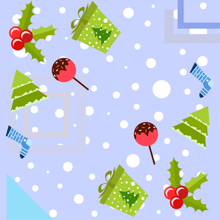 christmas card, candy fir gift christmas sock, vector backgroundのイラスト素材