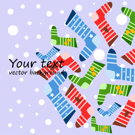 christmas card, christmas sock, vector backgroundのイラスト素材