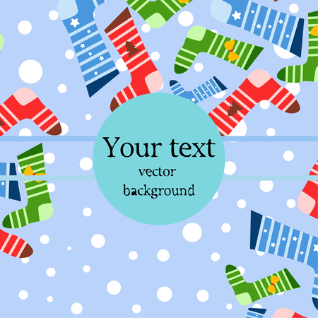 christmas card, christmas sock, vector backgroundのイラスト素材