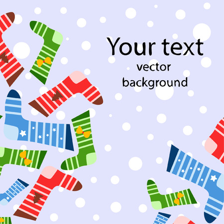 christmas card, christmas sock, vector backgroundのイラスト素材
