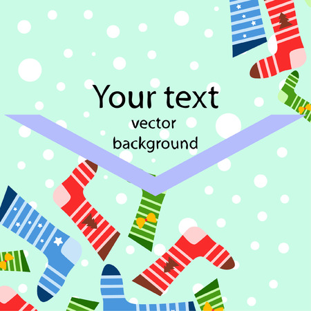 christmas card, christmas sock, vector backgroundのイラスト素材