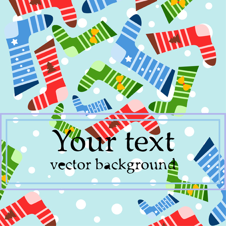 christmas card, christmas sock, vector backgroundのイラスト素材